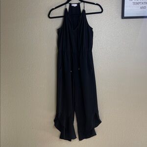 C Black Ruffle Hem Jumpsuit